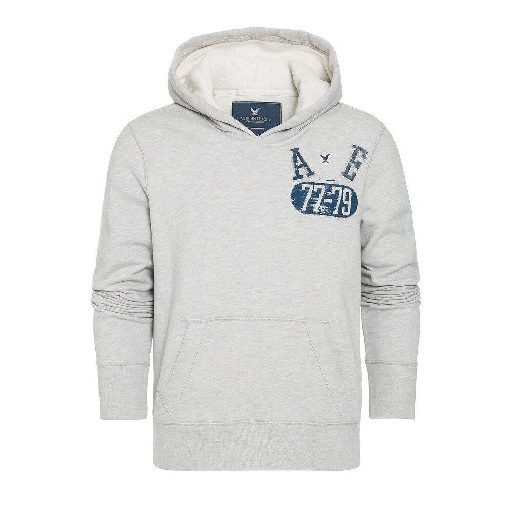 American Eagle Light Grey Vintage Eagle fleece Thermal hoodie | Size XS